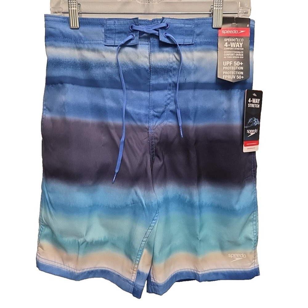 Speedo Men's Bondi Basin Boardshort 20" Stretch Size S Blue Graphic Peacoat NWT